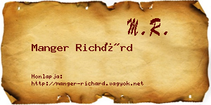 Manger Richárd névjegykártya